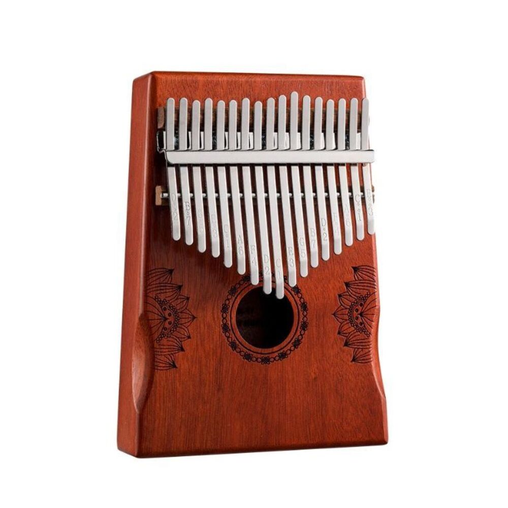 Kalimba Thumb Piano 17 Keys Lotus Portable Gift Set- Mahogany Wood Color